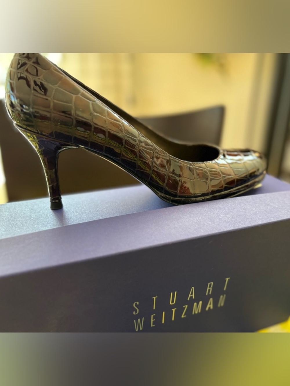 Stuart Weitzman NEW in Box Muse Fudge Sioux Crocodile Heel Pump Womens 7 - Picture 3 of 16